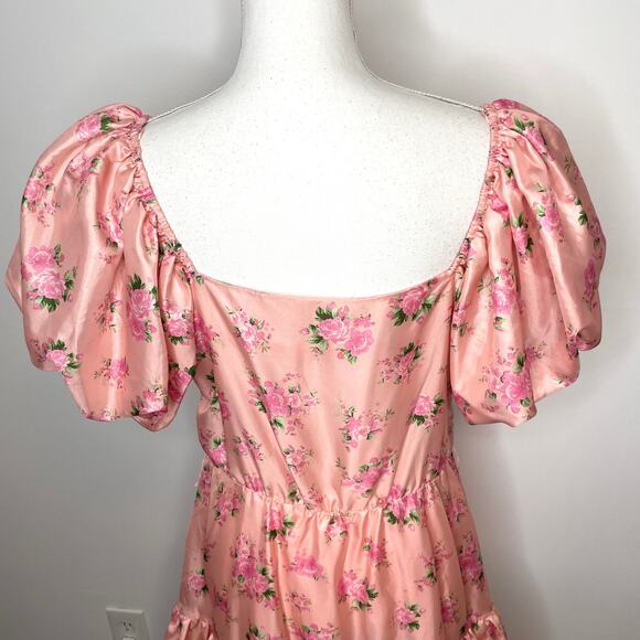 LoveShackFancy x Target Floral Puff Sleeve Cecile Mini Dress In Pink Size 8 - Picture 12 of 16